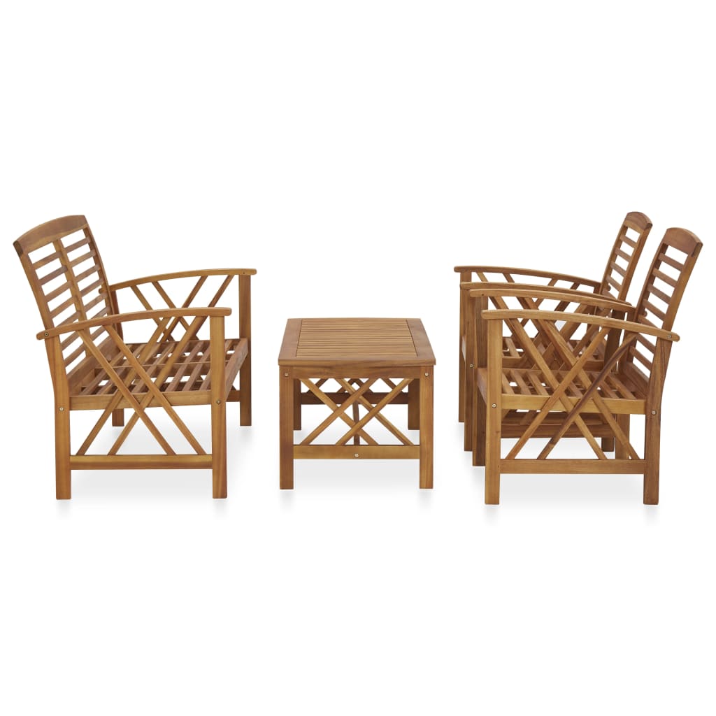 vidaXL 4-Piece Solid Acacia Wood Lounge Set