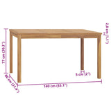 vidaXL Tuintafel 140x80x77 cm massief teakhout