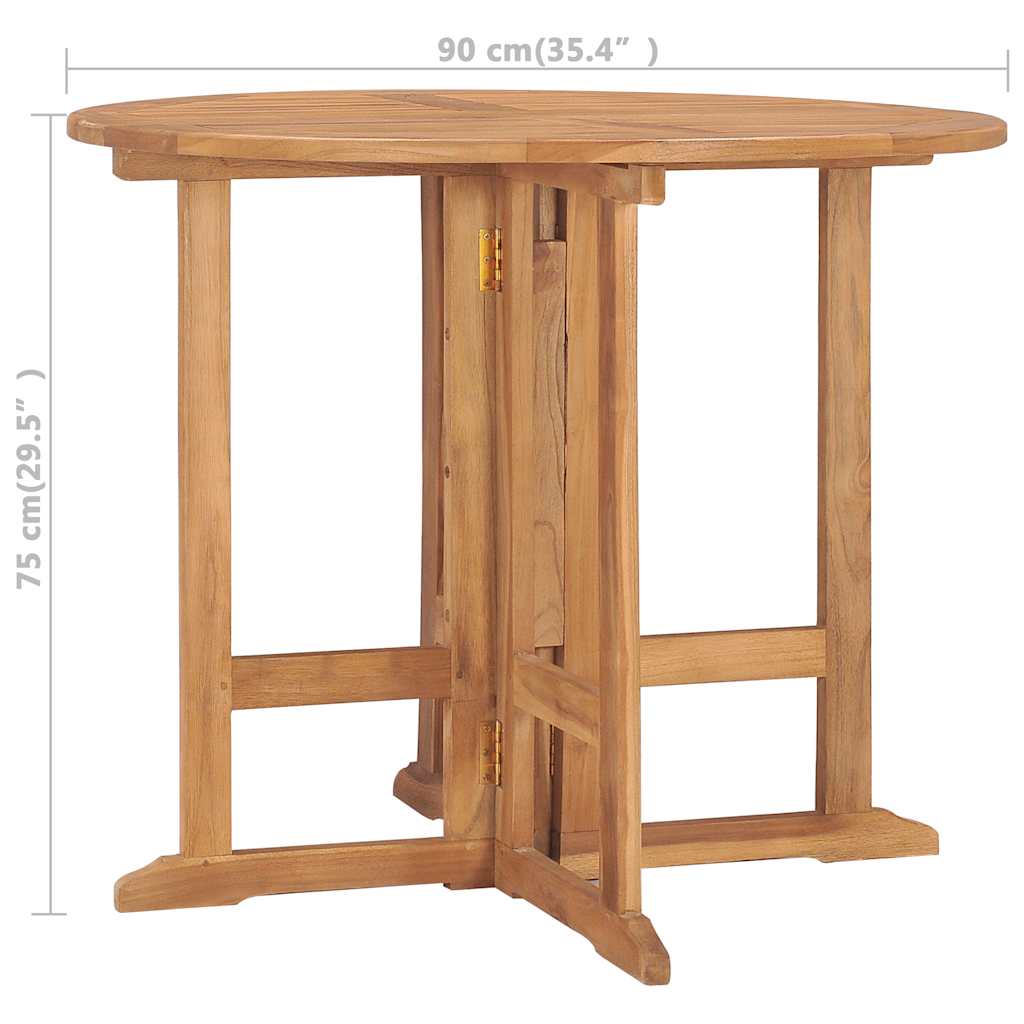 vidaXL Tuintafel inklapbaar Ø 90x75 cm massief teakhout