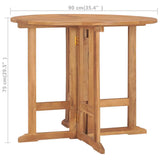 vidaXL Tuintafel inklapbaar Ø 90x75 cm massief teakhout