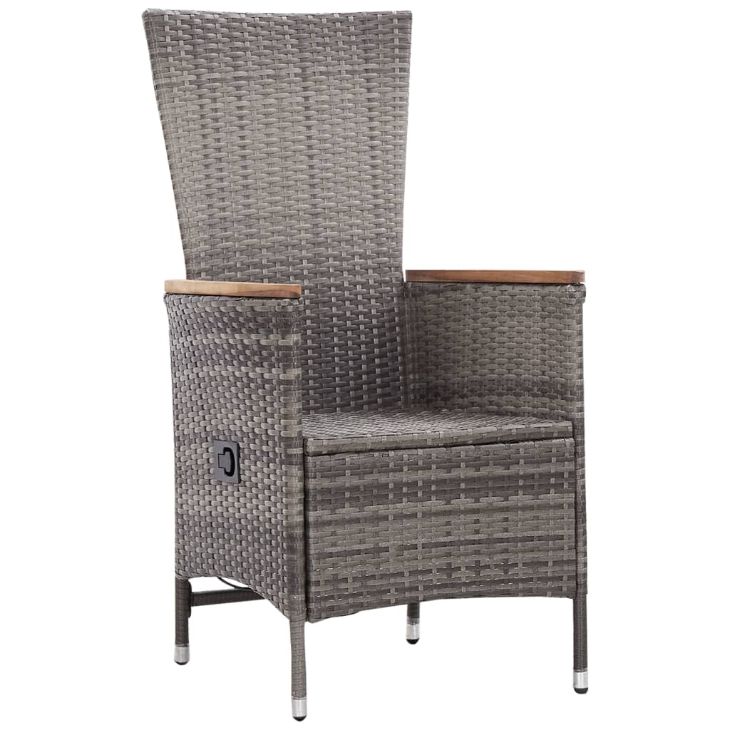 vidaXL 3-Piece Lounge Set with Cushions Poly Rattan Grey