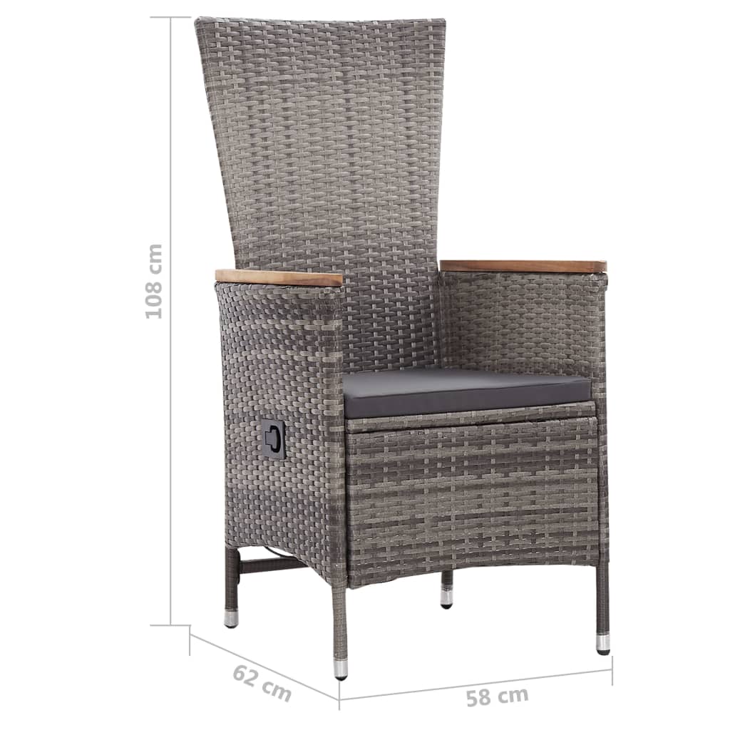 vidaXL 3-Piece Lounge Set with Cushions Poly Rattan Grey