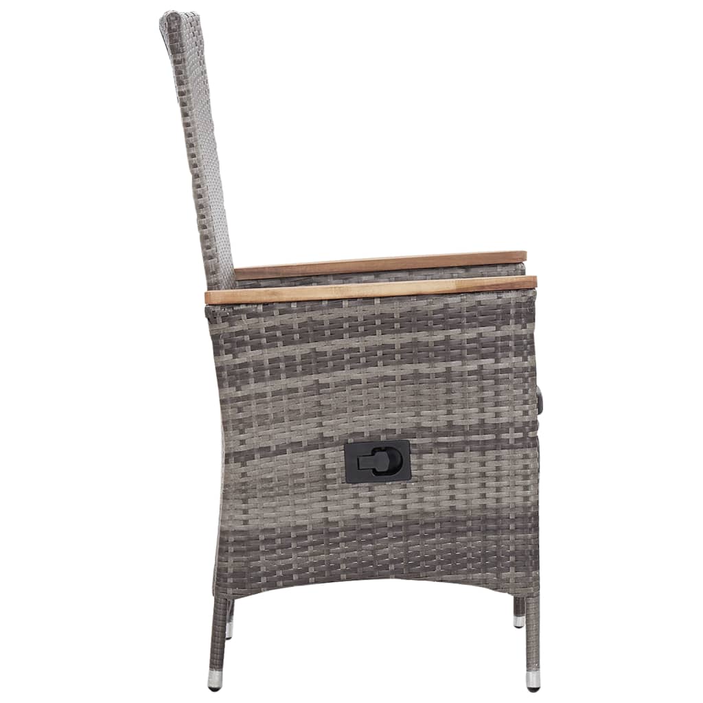 vidaXL 3-Piece Lounge Set with Cushions Poly Rattan Grey