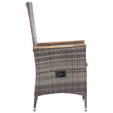 vidaXL 3-Piece Lounge Set with Cushions Poly Rattan Grey