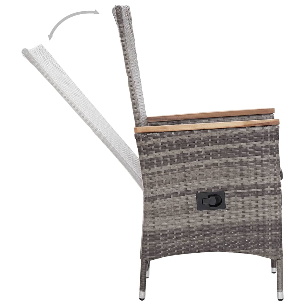 vidaXL 3-Piece Lounge Set with Cushions Poly Rattan Grey