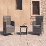 vidaXL 3-Piece Lounge Set with Cushions Poly Rattan Grey
