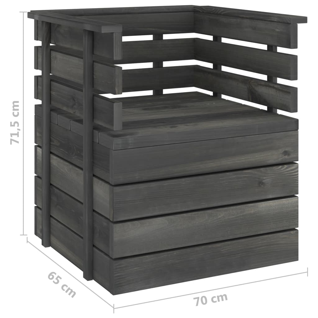 vidaXL Tuinfauteuil pallet massief grenenhout donkergrijs
