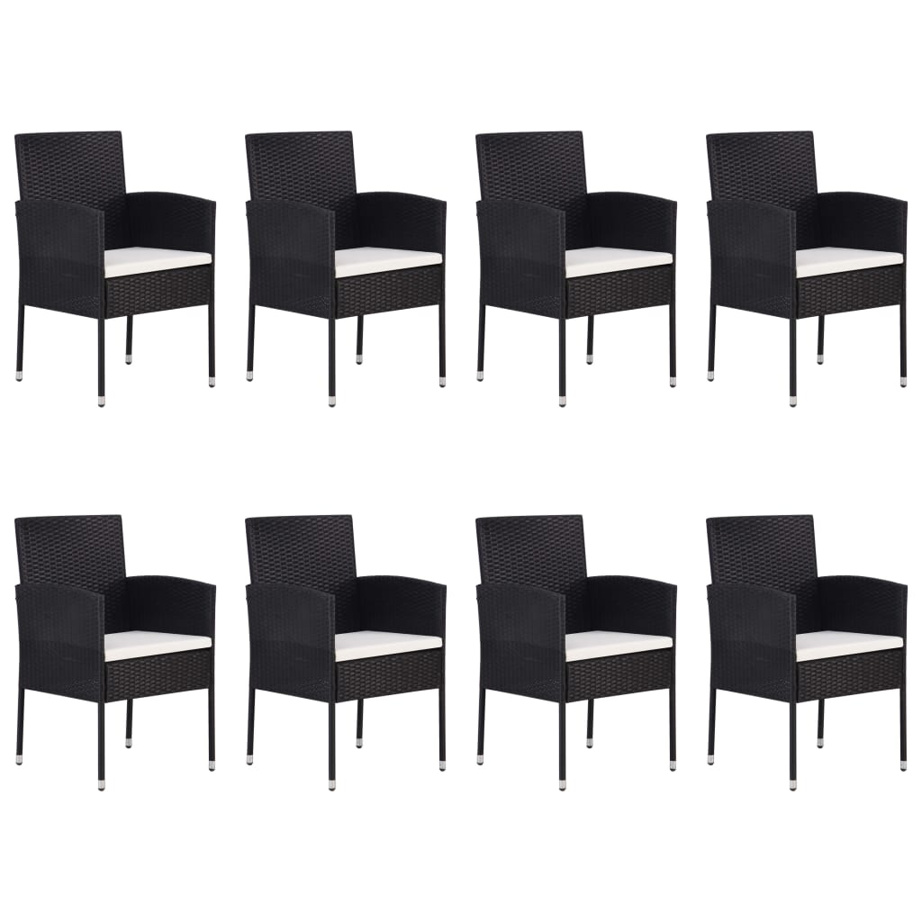 vidaXL 9-piece Garden Dining Set Poly Rattan Black