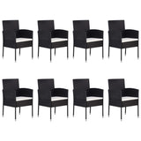 vidaXL 9-piece Garden Dining Set Poly Rattan Black