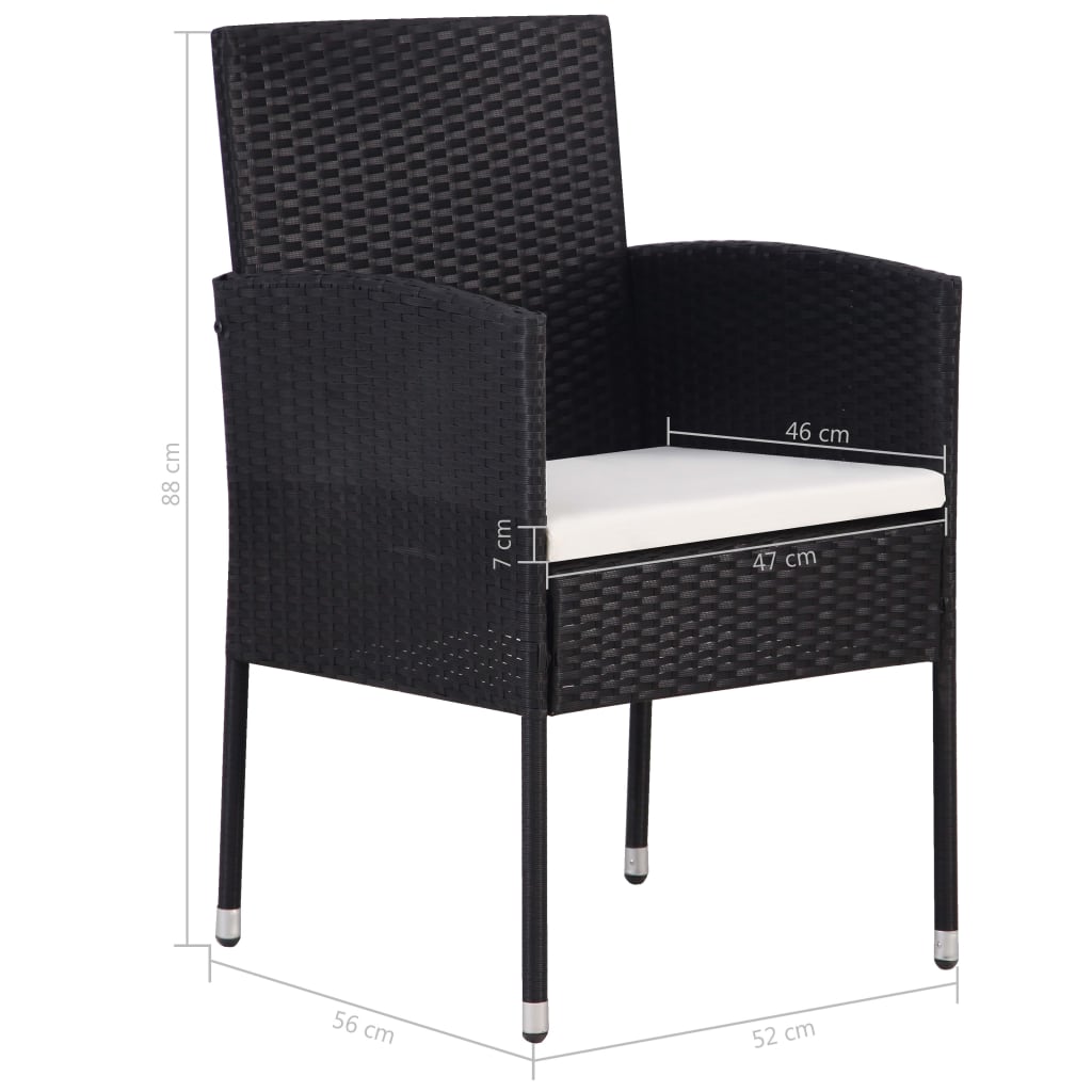 vidaXL 9-piece Garden Dining Set Poly Rattan Black