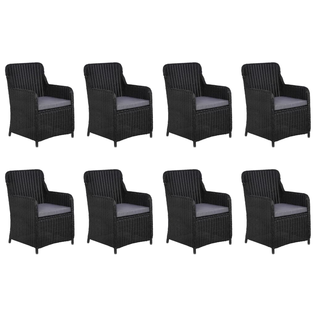 vidaXL 11-Piece Garden Dining Set Poly Rattan Black