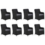 vidaXL 11-Piece Garden Dining Set Poly Rattan Black