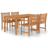 vidaXL 5-piece Garden Dining Set 180x90 cm Solid Teak Wood
