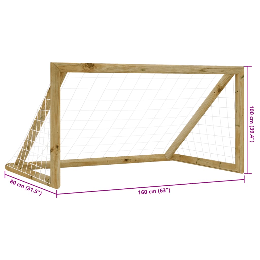 vidaXL Football Goal with Net 160x80x100 cm Impregnated Pinewood
