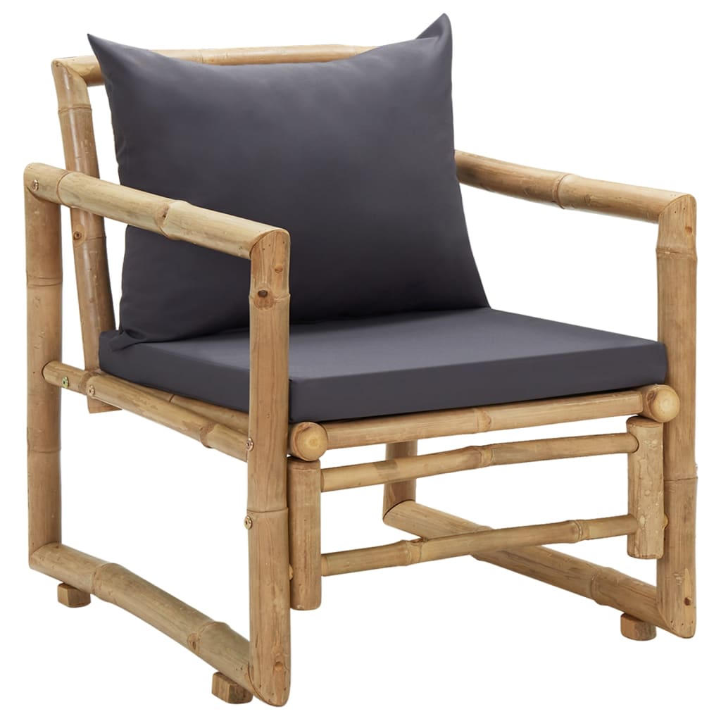 vidaXL Garden chairs with cushions 2 pcs bamboo