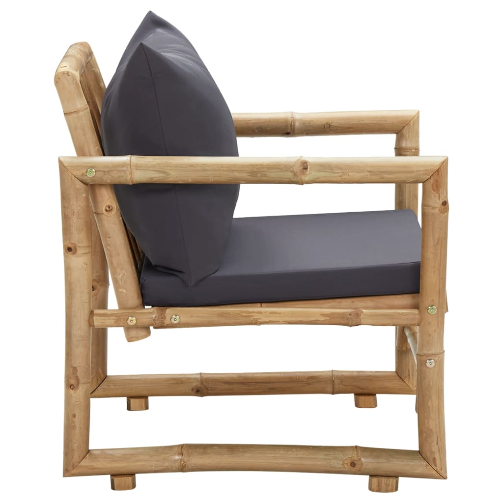 vidaXL Garden chairs with cushions 2 pcs bamboo