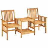 vidaXL Garden Chairs with Table and Cushions Solid Acacia Wood