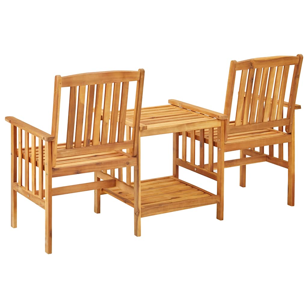 vidaXL Garden Chairs with Table and Cushions Solid Acacia Wood