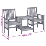 vidaXL Garden Chairs with Table and Cushions Solid Acacia Wood