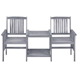 vidaXL Garden Chairs with Table and Cushions Solid Acacia Wood
