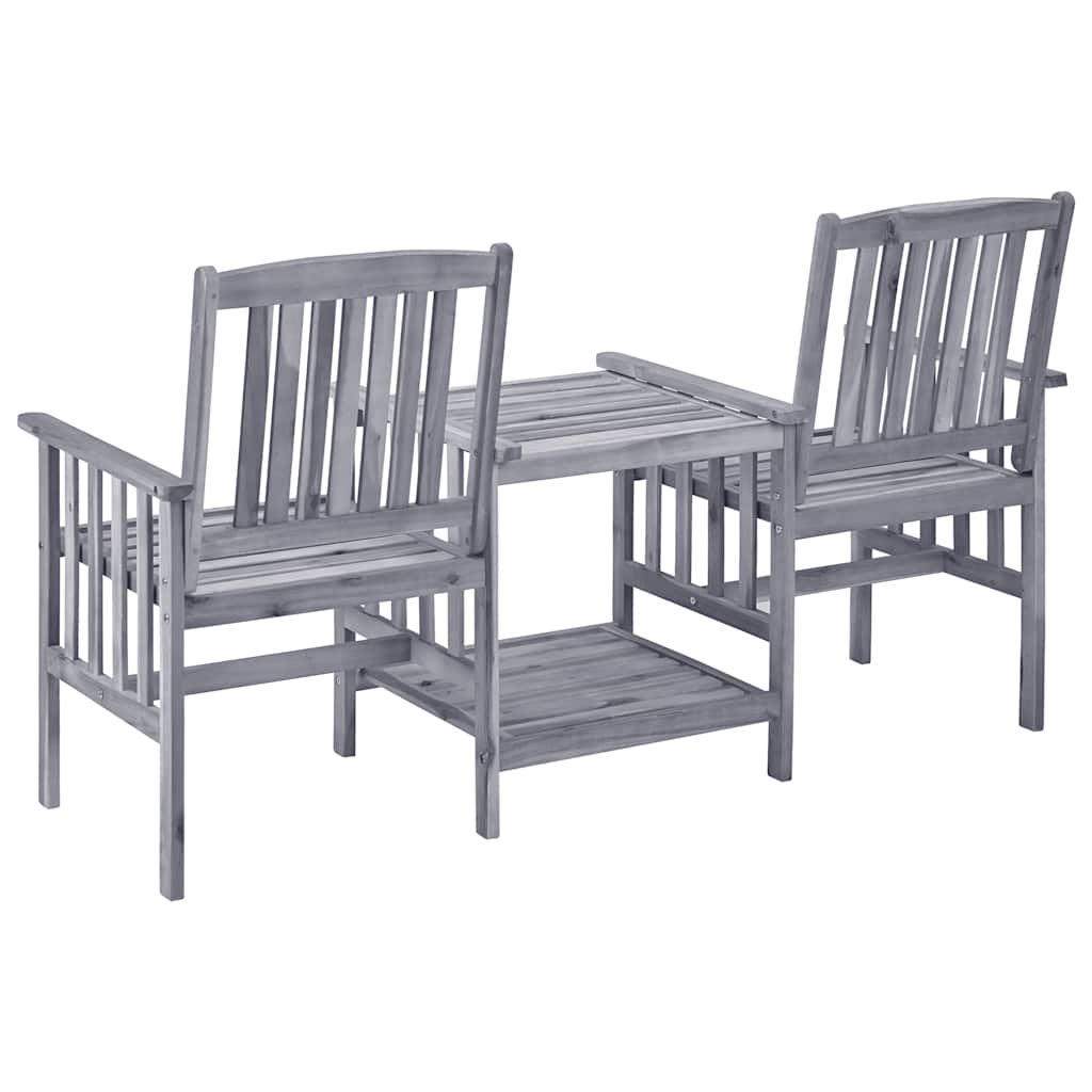 vidaXL Garden Chairs with Table and Cushions Solid Acacia Wood