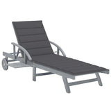 vidaXL Sun Lounger with Cushion Solid Acacia Wood
