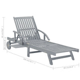vidaXL Sun Lounger with Cushion Solid Acacia Wood