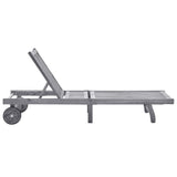 vidaXL Sun Lounger with Cushion Solid Acacia Wood Grey
