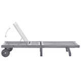 vidaXL Sun Lounger with Cushion Solid Acacia Wood Grey