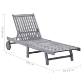 vidaXL Sun Lounger with Cushion Solid Acacia Wood Grey
