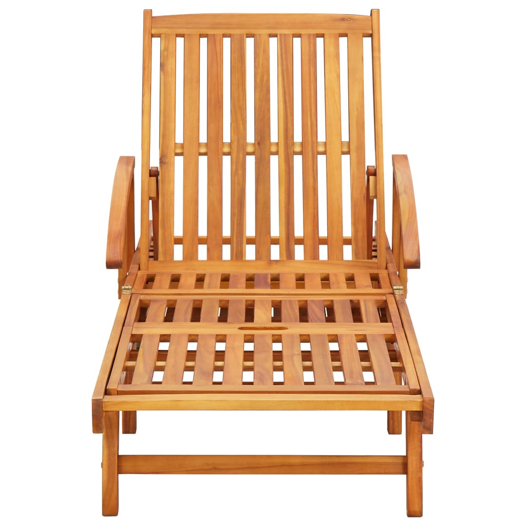 vidaXL Sun Lounger with Cushion Solid Acacia Wood