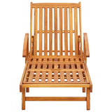 vidaXL Sun Lounger with Cushion Solid Acacia Wood