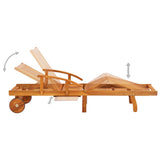 vidaXL Sun Lounger with Cushion Solid Acacia Wood