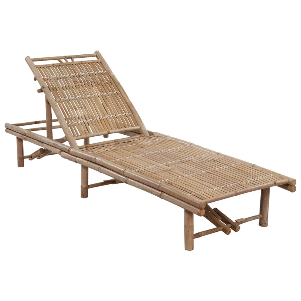 vidaXL Sun Lounger with Cushion Bamboo