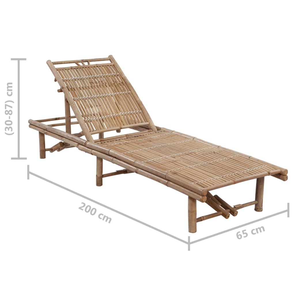 vidaXL Sun Lounger with Cushion Bamboo