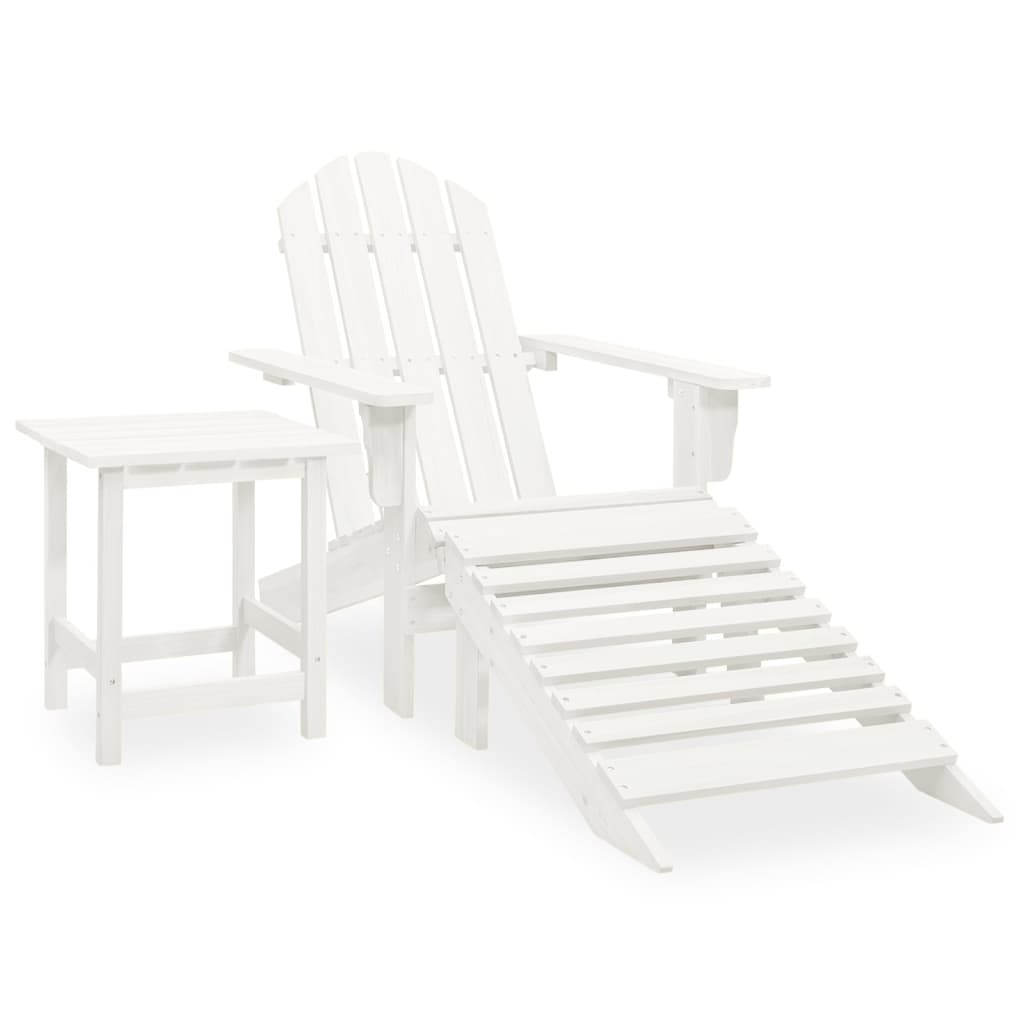 vidaXL Adirondack Garden Chair with Ottoman Table Solid Spruce Wood White