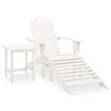 vidaXL Adirondack Garden Chair with Ottoman Table Solid Spruce Wood White