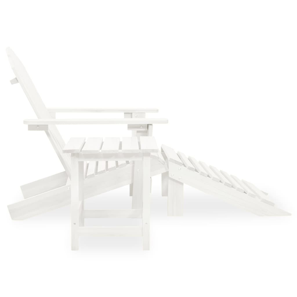 vidaXL Adirondack Garden Chair with Ottoman Table Solid Spruce Wood White