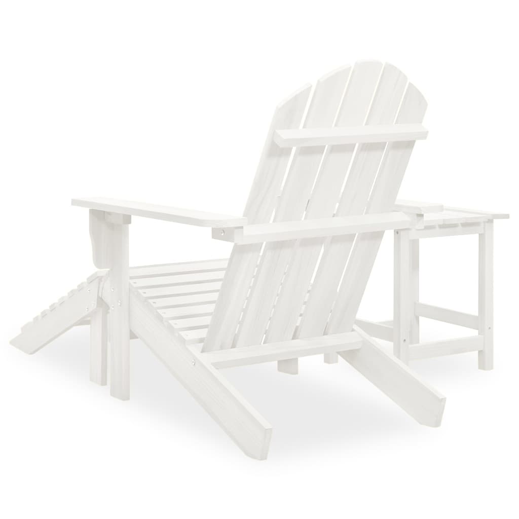 vidaXL Adirondack Garden Chair with Ottoman Table Solid Spruce Wood White