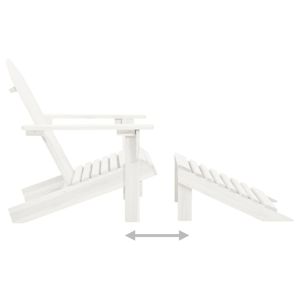 vidaXL Adirondack Garden Chair with Ottoman Table Solid Spruce Wood White