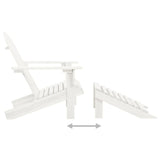 vidaXL Adirondack Garden Chair with Ottoman Table Solid Spruce Wood White