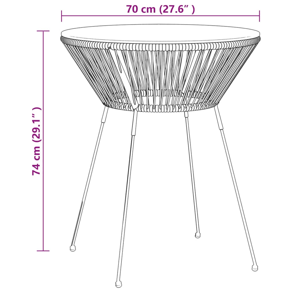 vidaXL 3-delige Tuinset PVC-rattan zwart