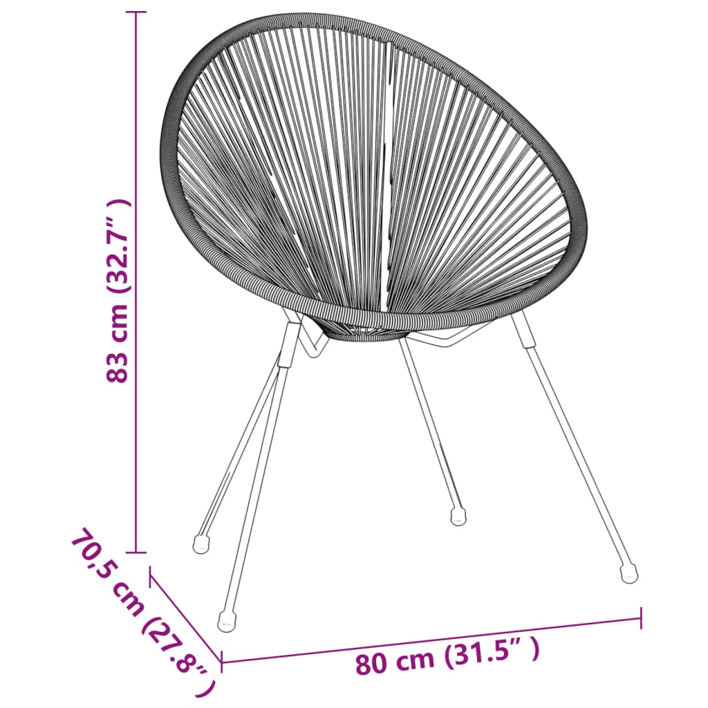 vidaXL 3-delige Tuinset PVC-rattan zwart