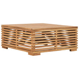 vidaXL Tuintafel en voetensteun met crèmekleurig kussen teakhout