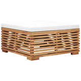 vidaXL Tuintafel en voetensteun met crèmekleurig kussen teakhout