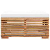 vidaXL Tuintafel en voetensteun met crèmekleurig kussen teakhout