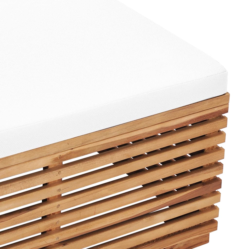 vidaXL Tuintafel en voetensteun met crèmekleurig kussen teakhout