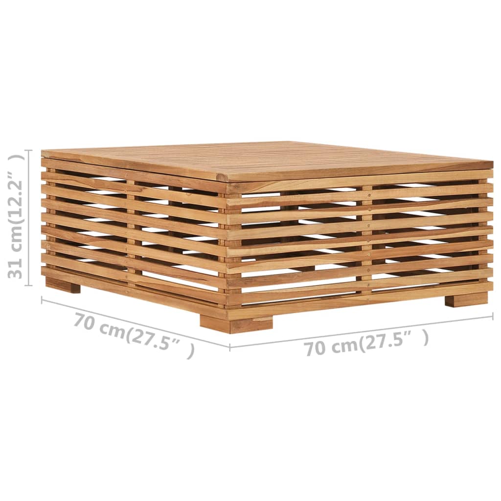 vidaXL Tuintafel en voetensteun met crèmekleurig kussen teakhout