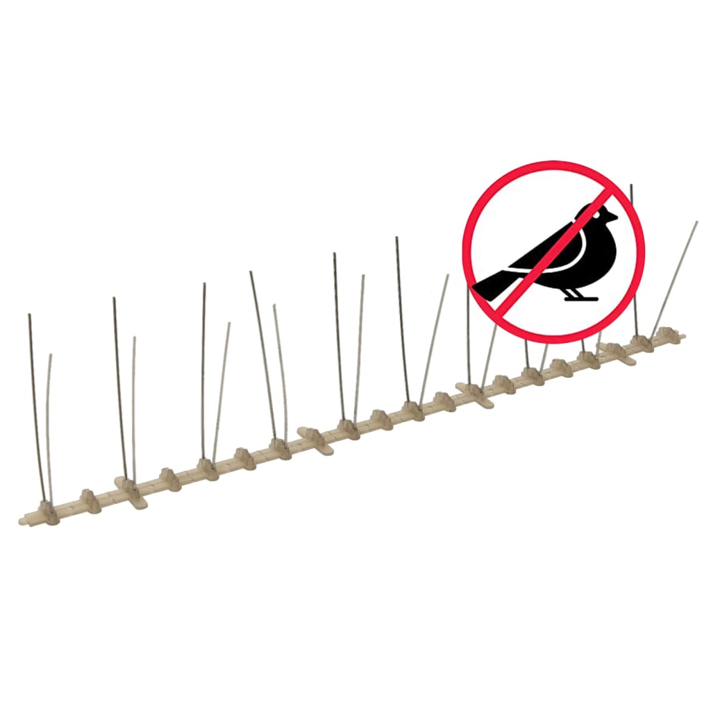 vidaXL Bird and Pigeon Spikes with 2 Rows 20 pcs 10 m Plastic