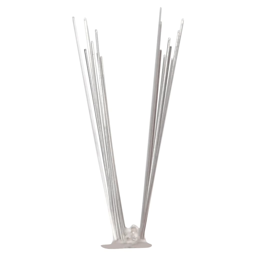 vidaXL Bird and Pigeon Spikes with 2 Rows 20 pcs 10 m Stainless Steel